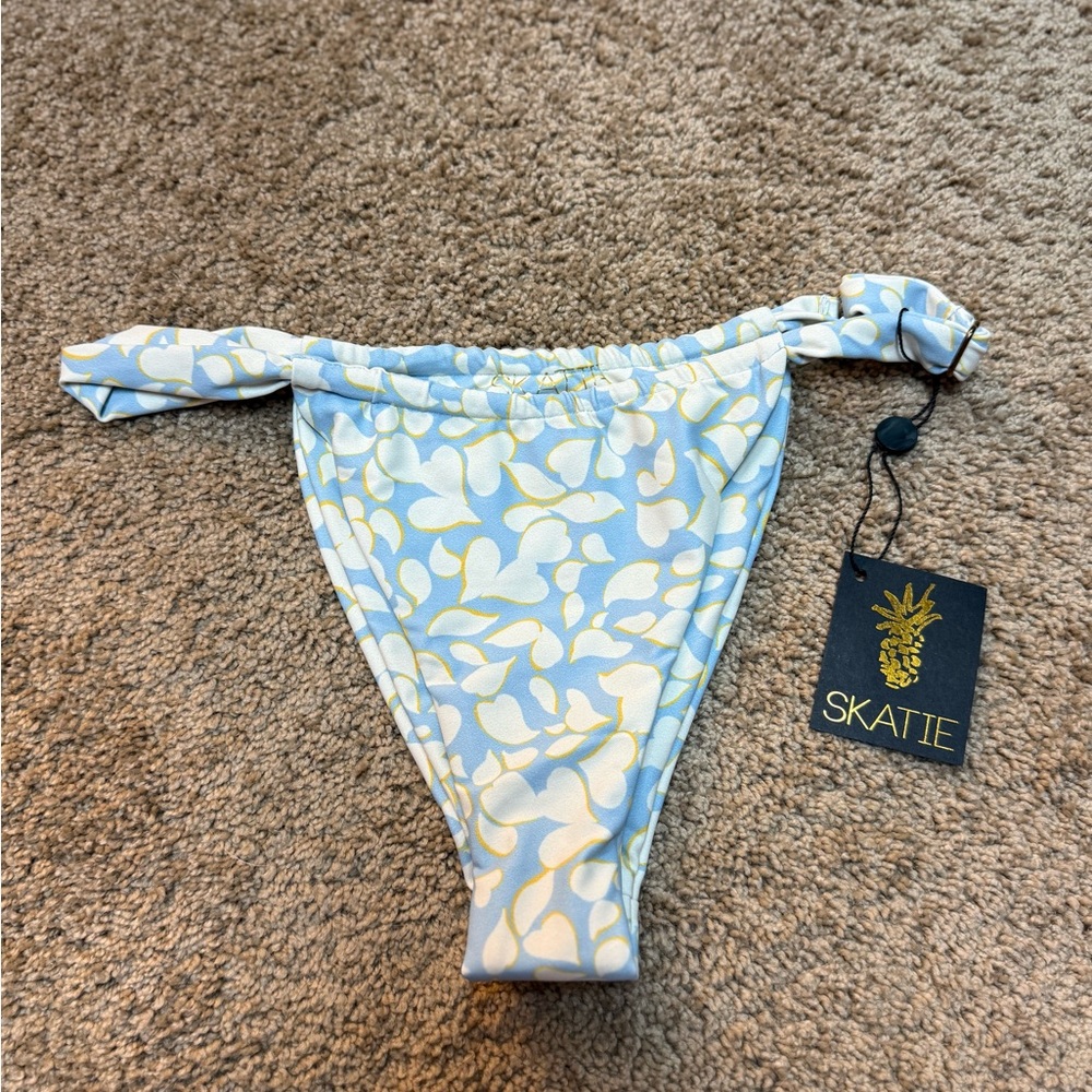 Skatie Light Blue and Yellow Patterned Bikini Bottom